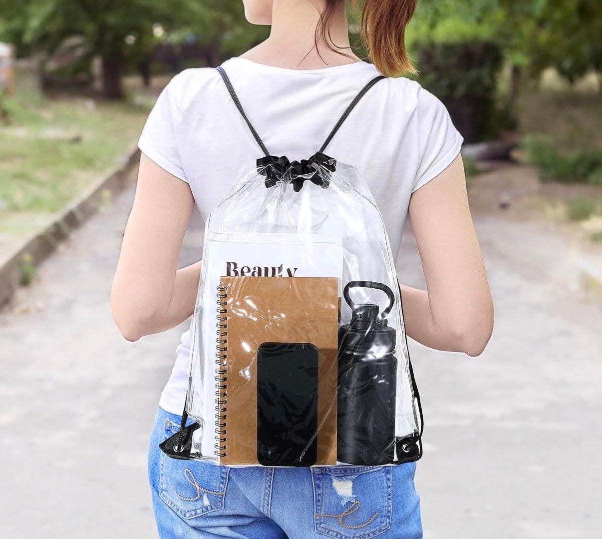Clear Drawstring Plastic Backpack