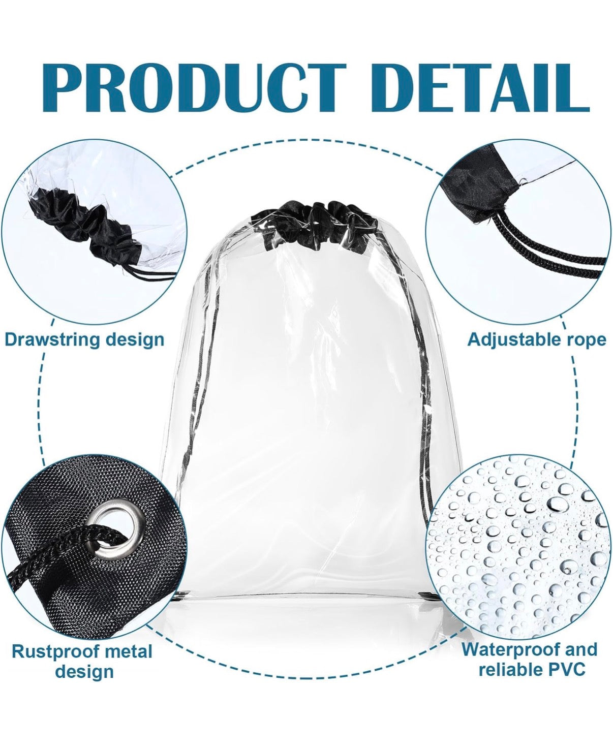 Clear Drawstring Plastic Backpack